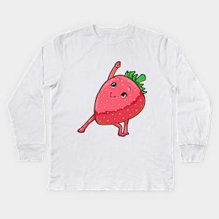 Strawberry at Yoga for Flexibility Kids Long Sleeve T-Shirt